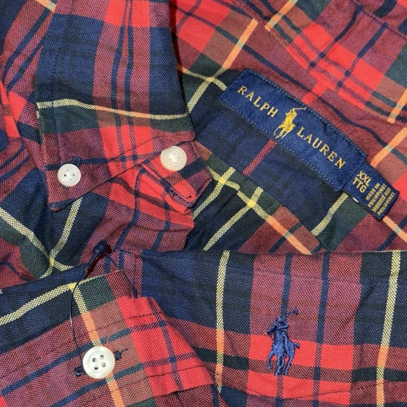 NWOT Polo Ralph Lauren Long Sleeve Button Down Oxford Mens 2XL Red Tartan Pocket - Picture 1 of 6